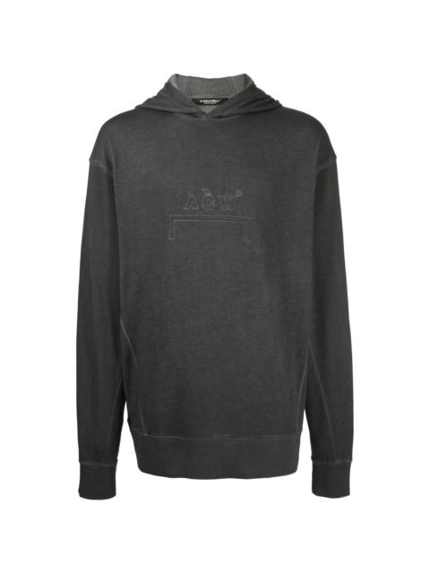 embossed-logo long-sleeve hoodie