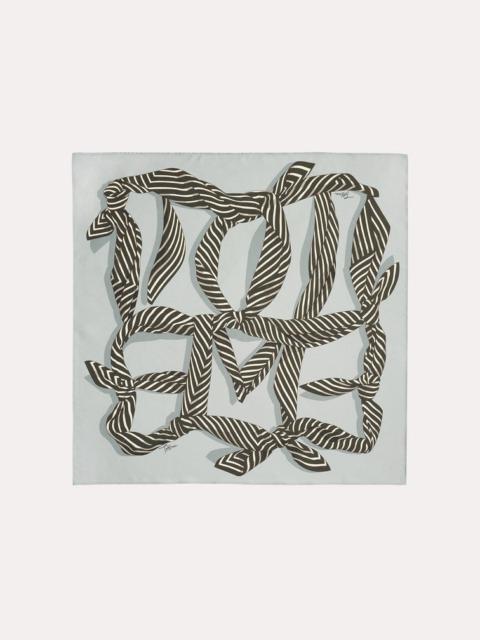 Totême Knotted monogram silk scarf silver grey