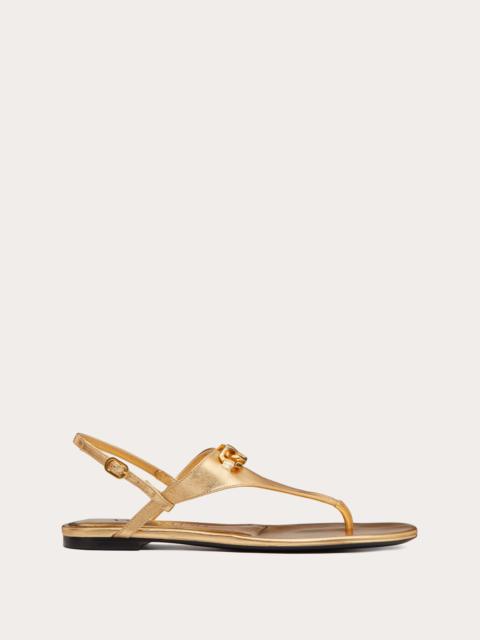 Valentino VLOGO CHAIN METALLIC NAPPA FLAT THONG SANDALS