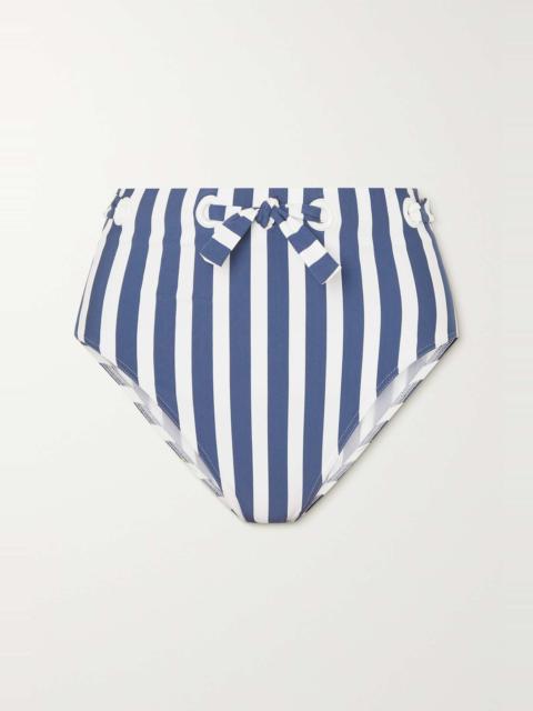 Samba Encanta eyelet-embellished striped bikini briefs