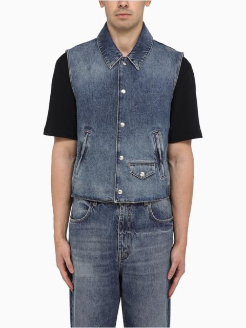 Blue washed-out denim waistcoat