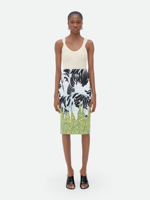 Bottega Veneta Graphic Viscose Jacquard Midi Skirt