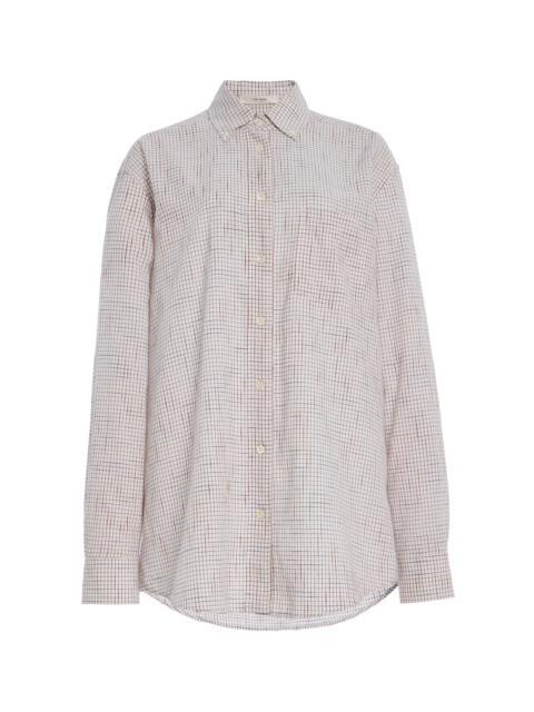 The Row Dalan Checked Cotton Shirt white