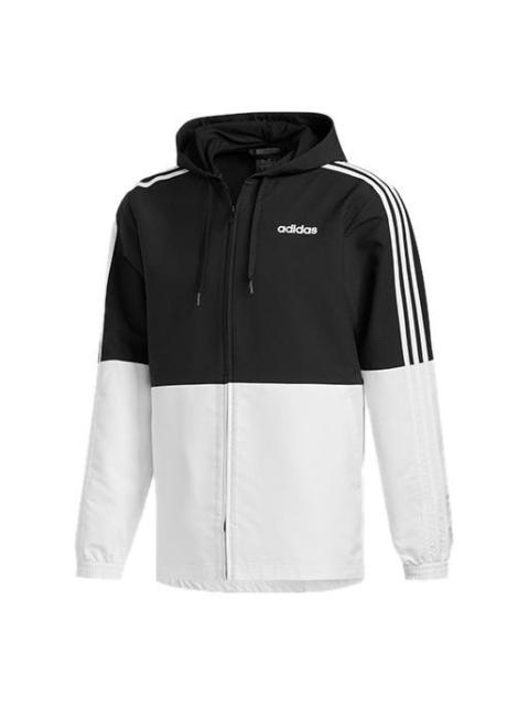 adidas E 3S WB WVN CB Running Training Sports Hooded Jacket Black White FI8169