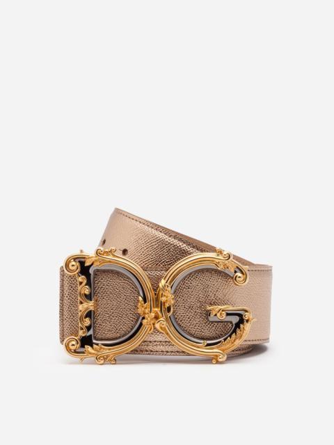 Dolce & Gabbana Belt in laminated dauphine calfksin with baroque dg