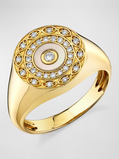 SYDNEY EVAN Marquise Eye Border Stone Inlay Evil Eye Signet Ring