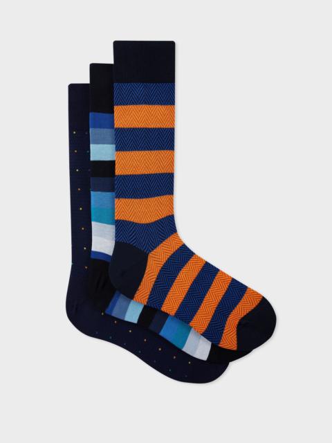 Mixed Stripe and Dot Socks Three Pack