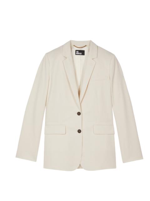 The Kooples STRAIGHT SUIT JACKET IN ECRU LINEN AND COTTON