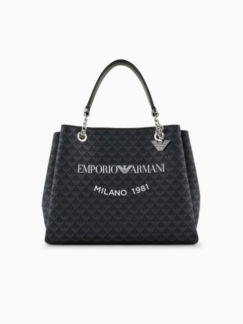 EMPORIO ARMANI All-over eagle handbag with Milano 1981 logo print