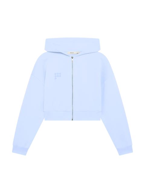 PANGAIA Womens Cropped Zip Up Hoodie - Wildflower Blue