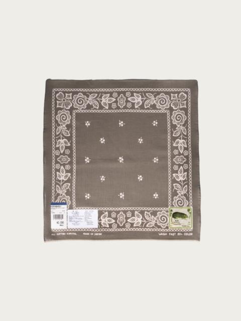 Kapital Fastcolor Selvedge Bandanna (ESCARGOT FLOWER) 20x20 - Khaki