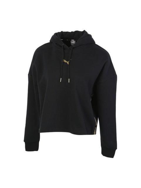 PUMA (WMNS) PUMA Metallic Nights Hoodie 'Black Gold' 587148-01