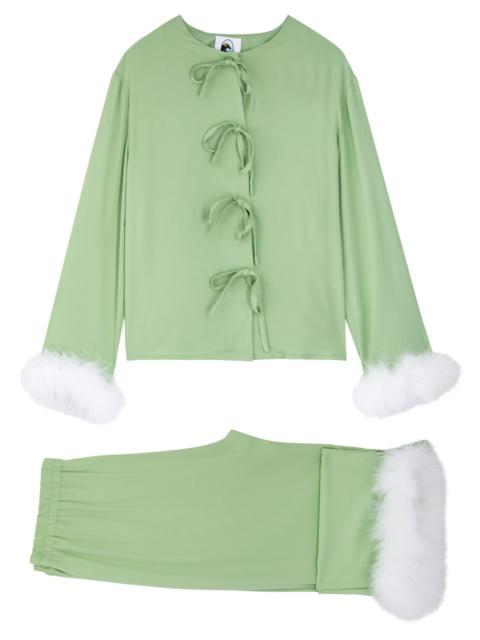 SLEEPER Sleeper Capricorn Feather-trimmed Twill Pyjama set