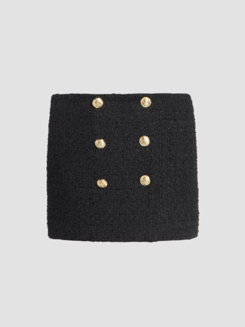 Balmain Women's Buttoned Tweed Mini Skirt - Noir