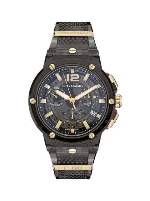 FERRAGAMO Men's F-80 Translucent Chronograph Watch/44MM - Black