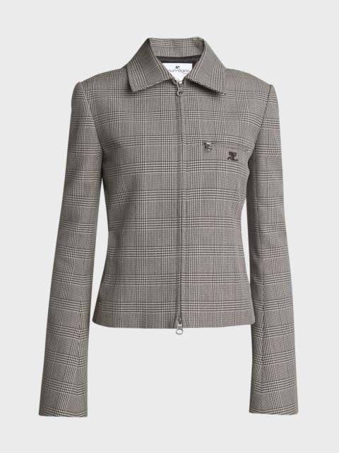 courrèges Prince Of Wales Wool Short Jacket