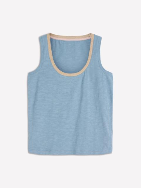 BODEN Metallic Trim Scoop Neck Vest-French Blue