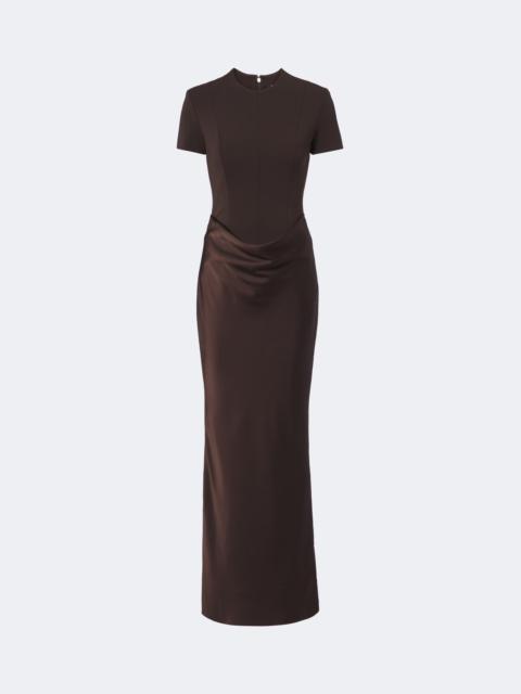 ROTATE Satin-paneled draped cocktail dress