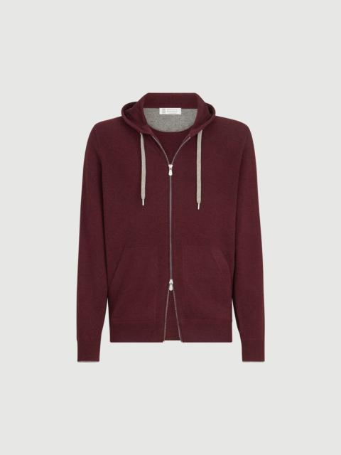 Brunello Cucinelli Cashmere hooded knit sweatshirt with zipper