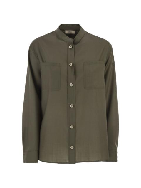 Herno chest-pocket mandarin-collar shirt