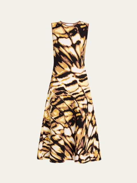 Oscar de la Renta Sleeveless Butterfly Jacquard Knit Midi Dress