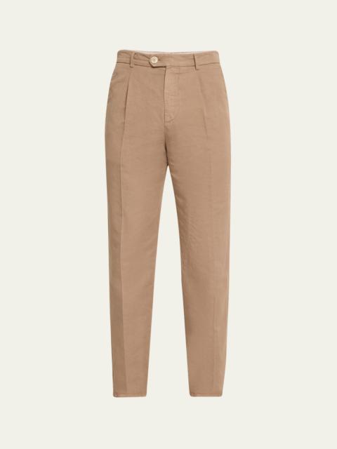 Men's Slim Fit Cotton-Linen Pleated Pants