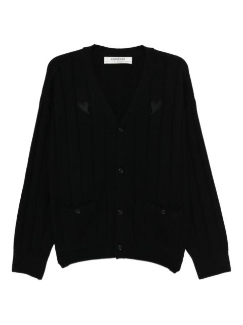 KIMHĒKIM heart-patch v-neck cardigan