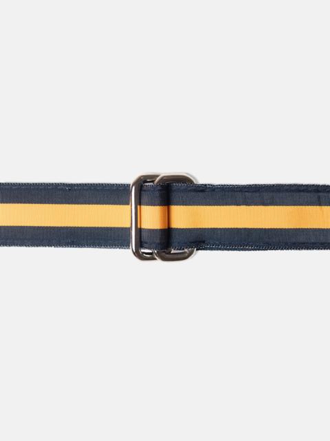 J. PRESS MADE-IN-USA NAVY & YELLOW STRIPED GROSGRAIN RIBBON BELT