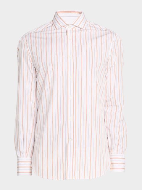 Brunello Cucinelli Men's Multi-Stripe Cotton Slim-Fit Button-Down Shirt