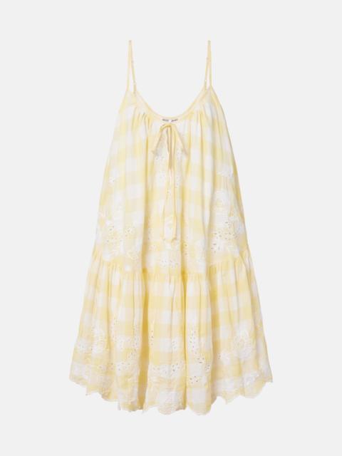 juliet dunn Embroidered checked cotton minidress