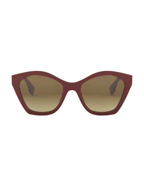 FENDI Women's Lettering 54MM Geometric Sunglasses - Red Brown