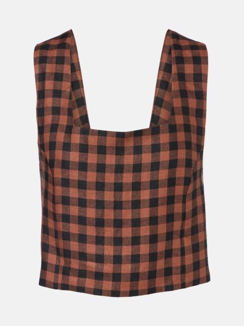 ASCENO Checked linen top