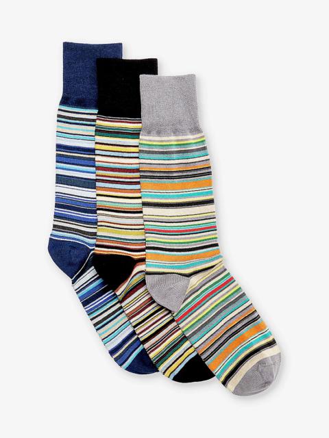 Signature striped pack of six cotton-blend socks