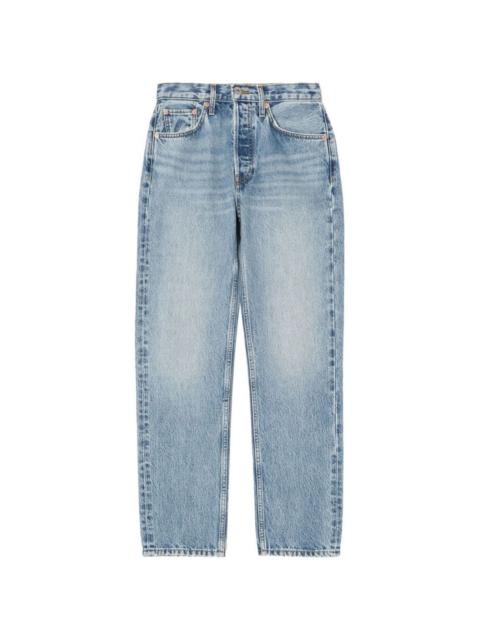 high-waisted slim straight-leg jeans