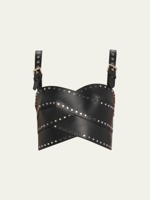 Monse Leather Studded Bustier Top