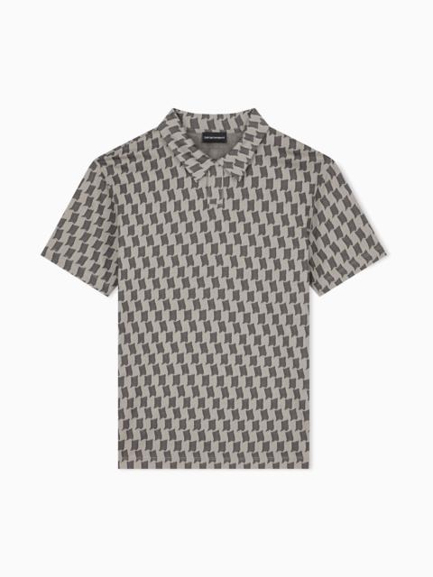 EMPORIO ARMANI POLO IN JACQUARD JERSEY LYOCELL BLEND SIGNATURE CAPSULE