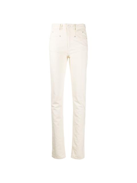 high-waisted slim-fit jeans