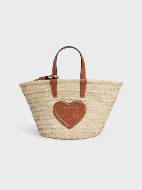 CELINE Teen Triomphe Celine Classic Panier in palm leaves with Calfskin heart patch