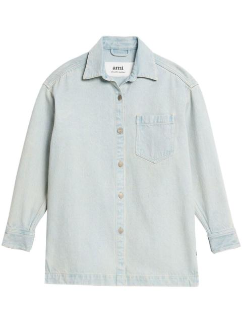 AMI Paris logo-print denim overshirt