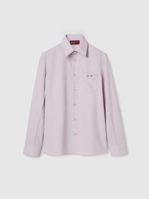 GUCCI Wool gabardine shirt with Horsebit