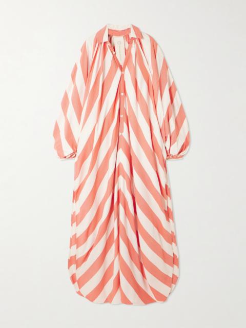 MARRAKSHI LIFE Touareg Gathered Striped Cotton Maxi Dress
