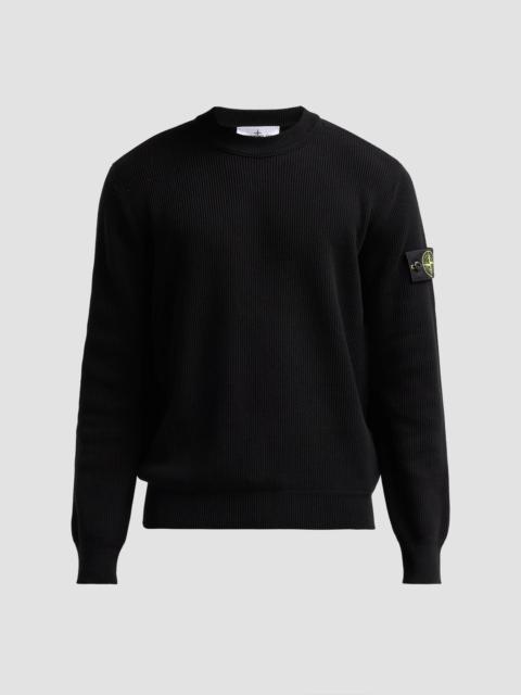 Stone Island Men's Rib-Knit Cotton Crewneck Sweatshirt - Black