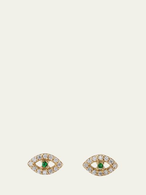 ILEANA MAKRI ​18K Gold Kitten Eye Stud Earrings with Diamonds