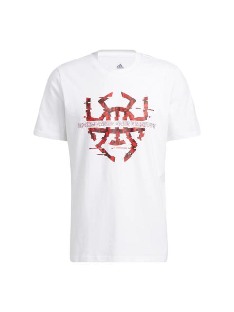 Men's adidas Basketball Series Spida Logo Printing Sports Short Sleeve White T-Shirt HG4418