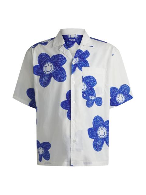 HUGO RELAXED-FIT SHIRT IN PRINTED COTTON POPLIN