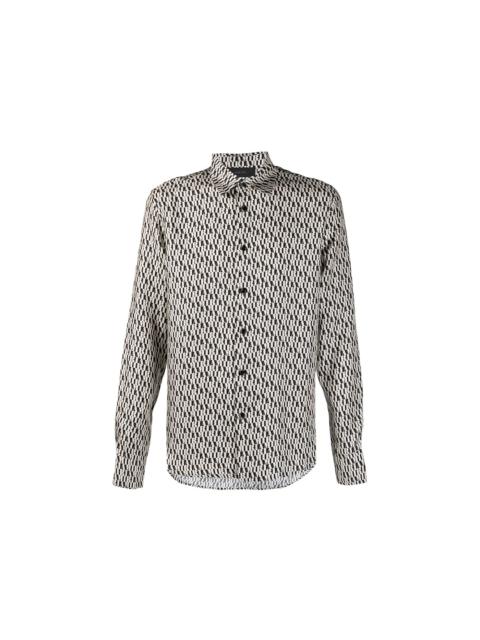 AMIRI AMIRI All Over Long Sleeve Silk Shirt Black/White