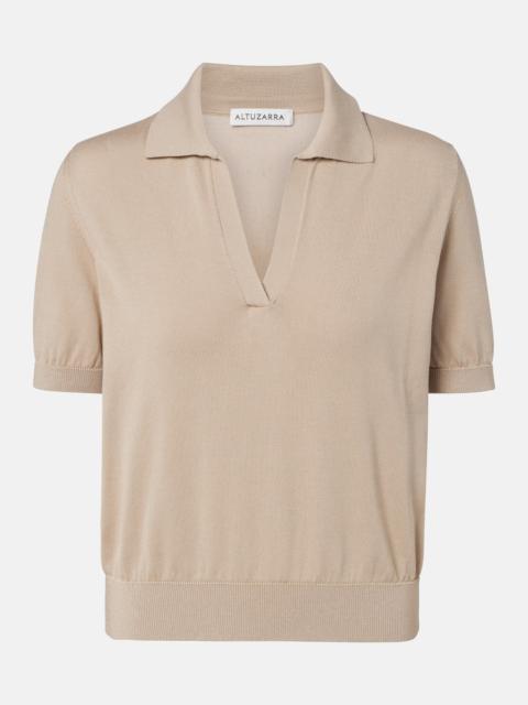 Altuzarra Clay cropped cotton and silk polo sweater