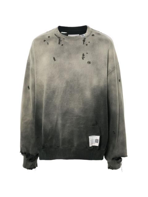 faded-effect distressed cotton sweatshirt