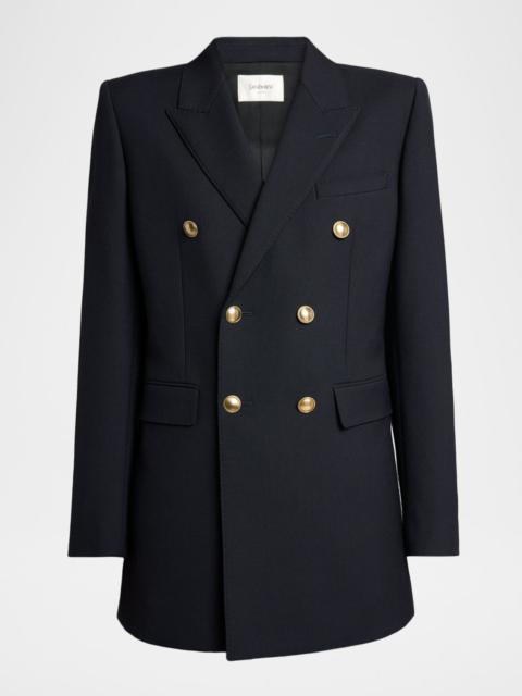 SAINT LAURENT Wool Gabardine Double-Breasted Jacket