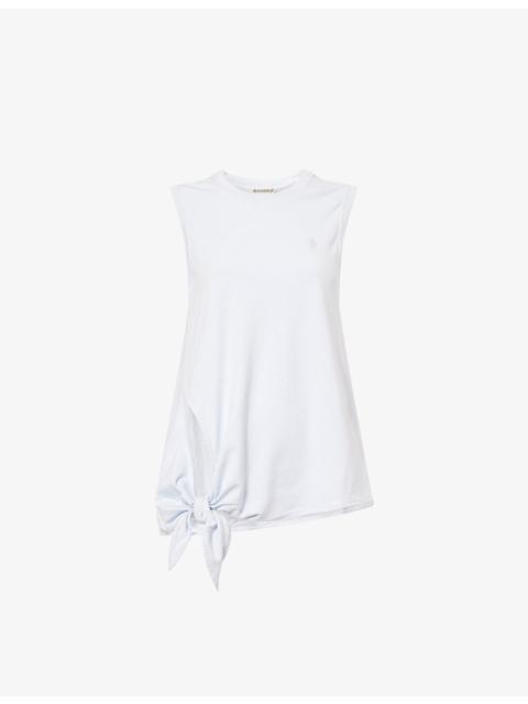 JW Anderson Knotted-Hem Pinstripe Cotton Tank Top